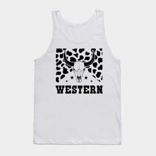 Western Sign, Cow Skin, Bull Skull, Cowboy Tank Top